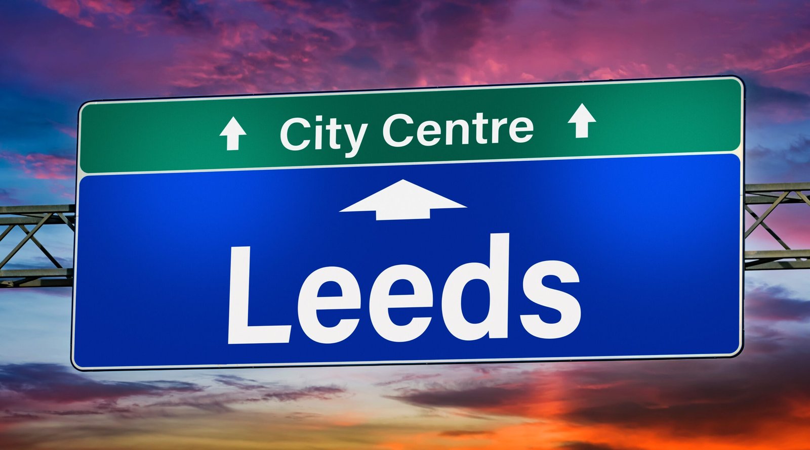 Road,Sign,Indicating,Direction,To,The,City,Of,Leeds. City Of York Sign